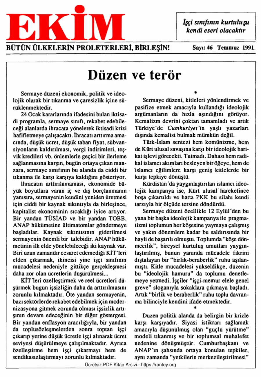 Ekim Sayı 046 - Temmuz 1991 kapak görseli