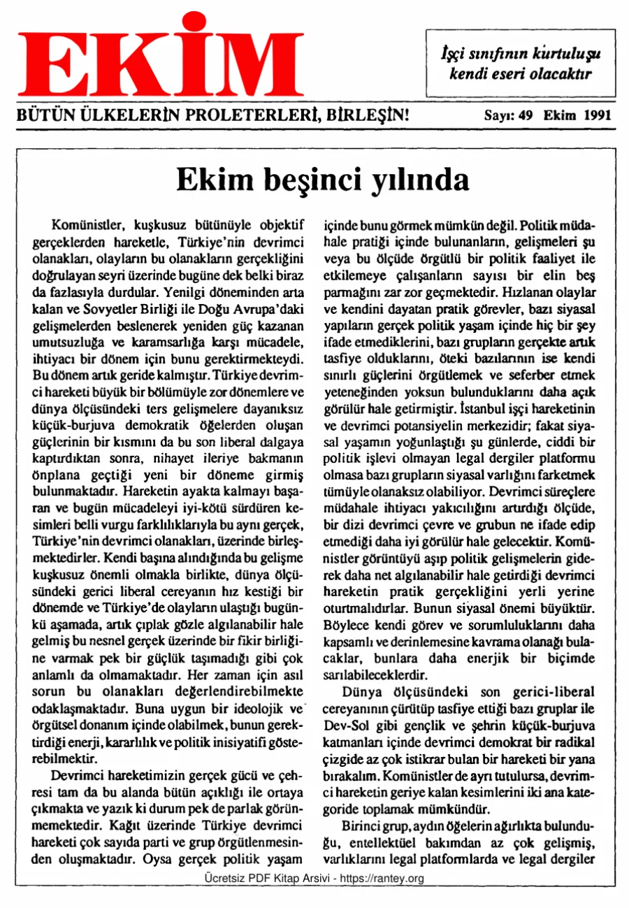 Ekim Sayı 049 - Ekim 1991 kapak görseli