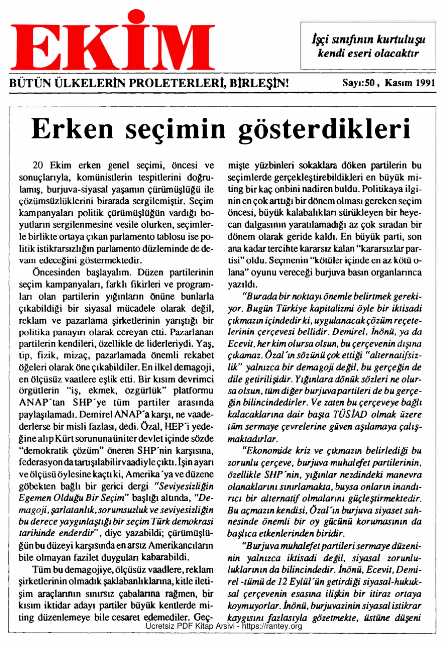 Ekim Sayı 050 - Kasım 1991 kapak görseli