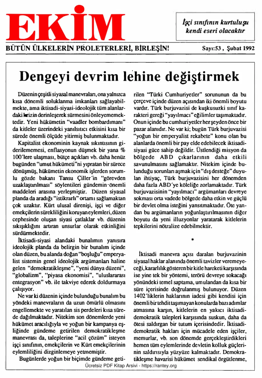Ekim Sayı 053 - Şubat 1992 kapak görseli