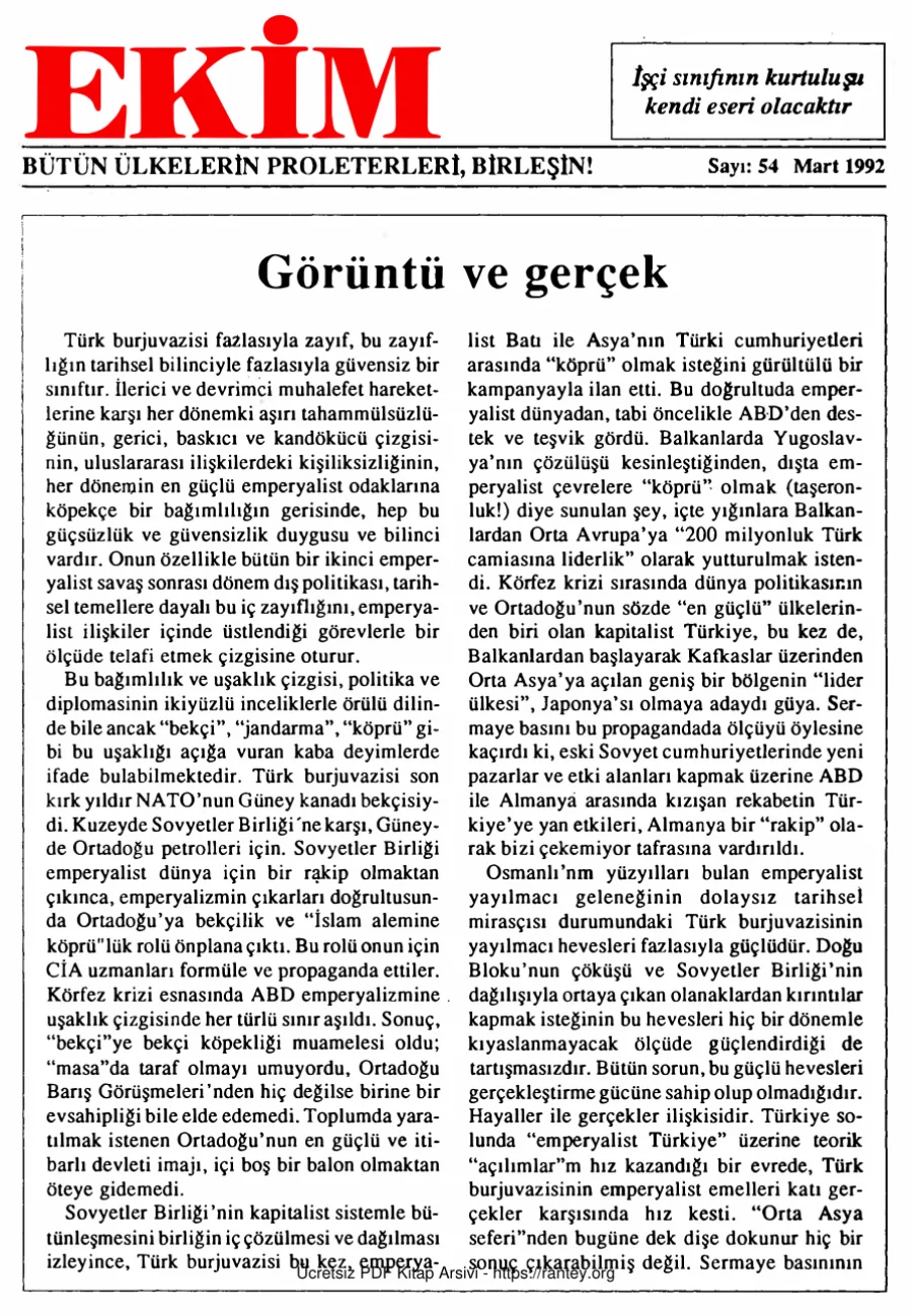 Ekim Sayı 054 - Mart 1992 kapak görseli