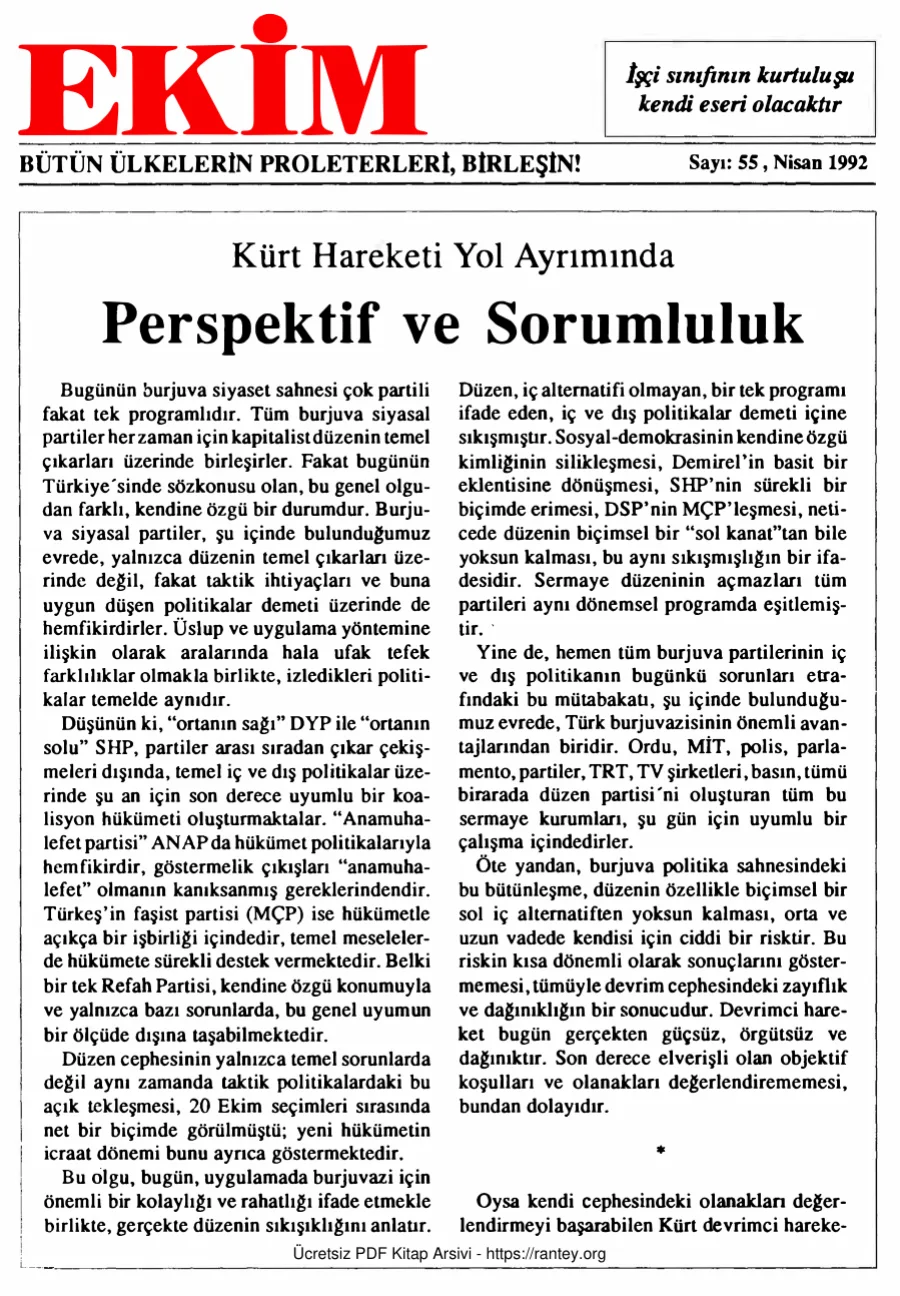 Ekim Sayı 055 - Nisan 1992 kapak görseli