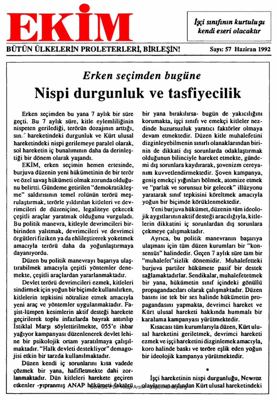 Ekim Sayı 057 - Haziran 1992 kapak görseli