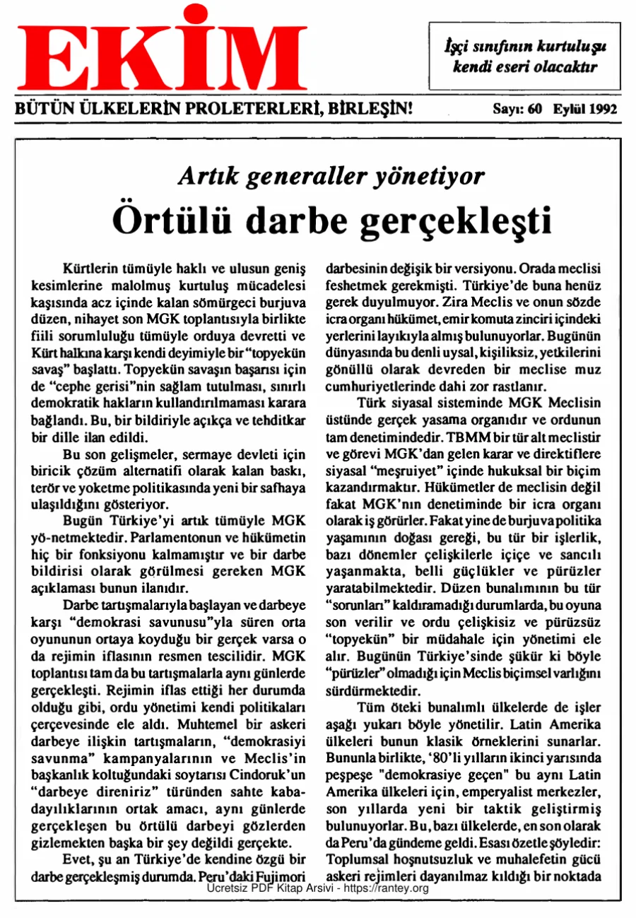 Ekim Sayı 060 - Eylül 1992 kapak görseli