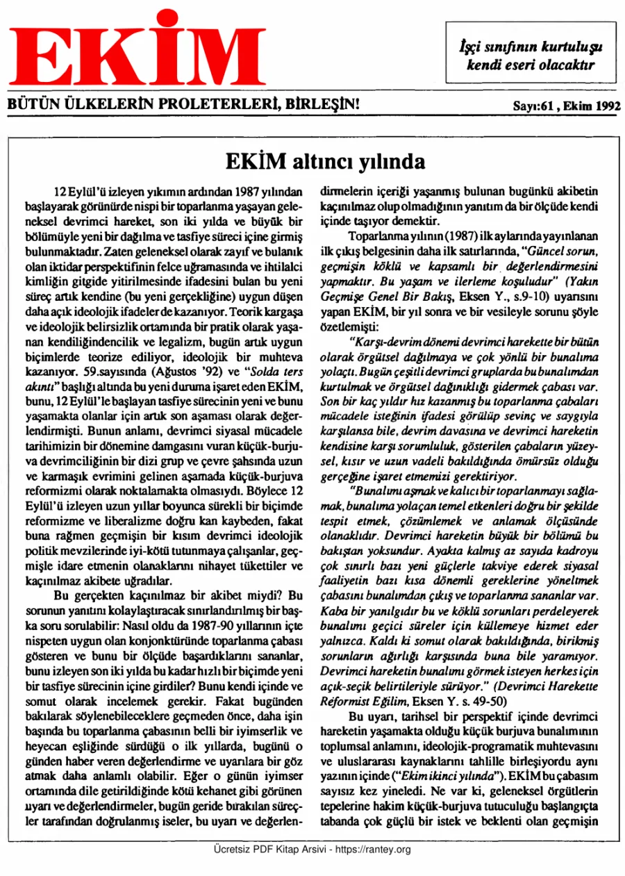 Ekim Sayı 061 - Ekim 1992 kapak görseli