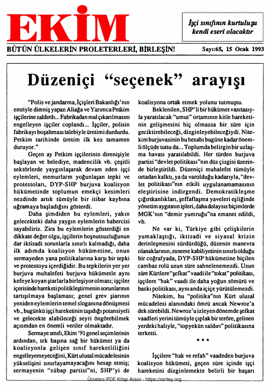 Ekim Sayı 065 - 15 Ocak 1993 kapak görseli