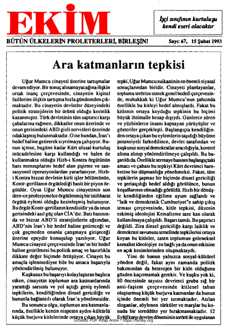 Ekim Sayı 067 - 15 Şubat 1993 kapak görseli