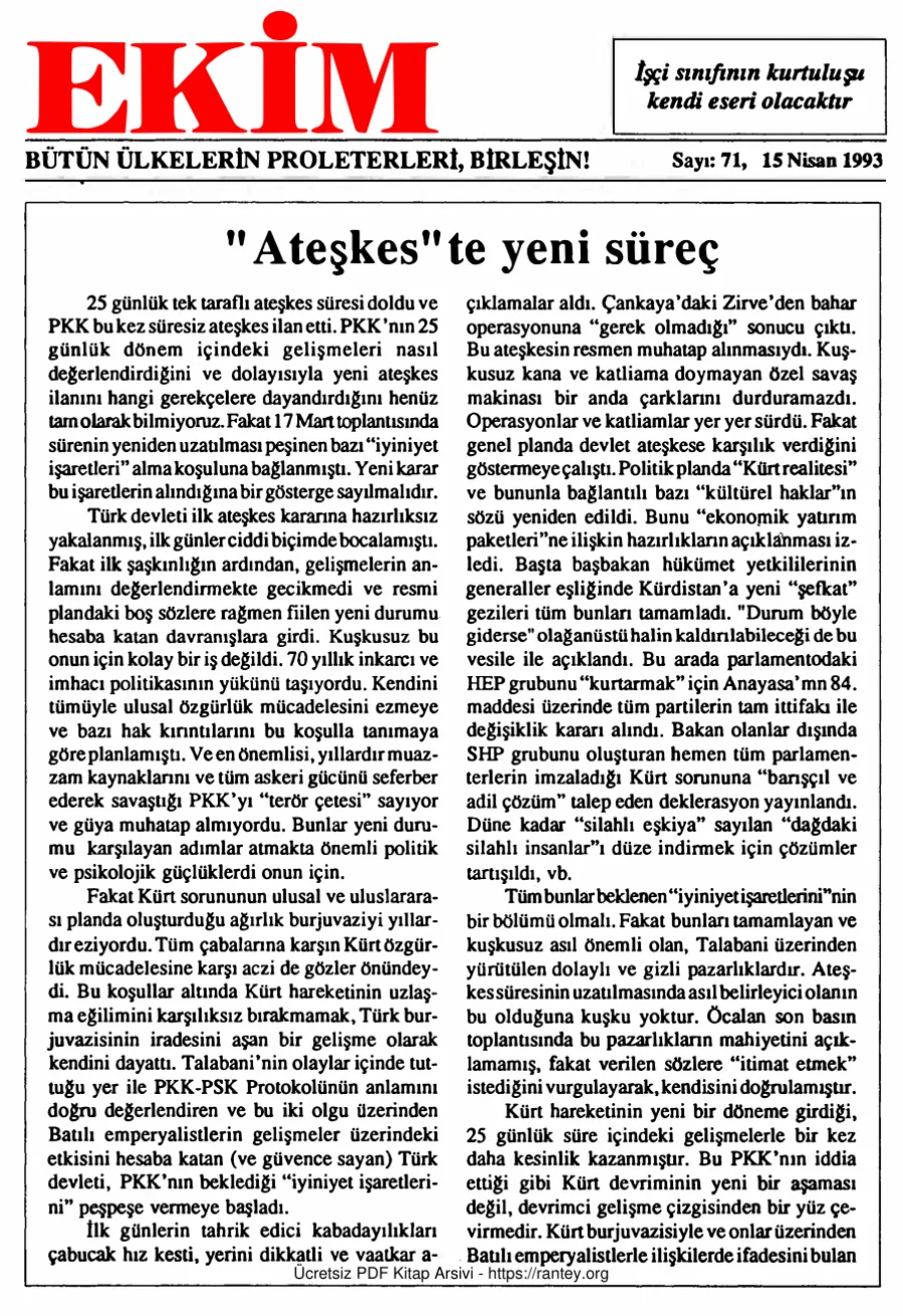 Ekim Sayı 071 - 15 Nisan 1993 kapak görseli