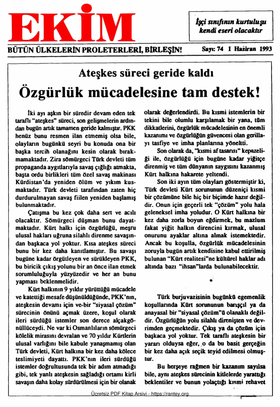 Ekim Sayı 074 - 01 Haziran 1993 kapak görseli