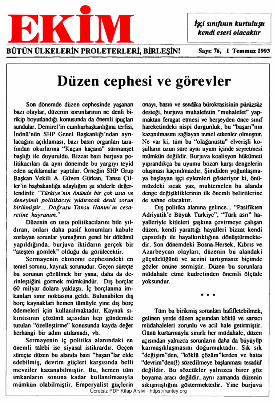 Ekim Sayı 076 - 01 Temmuz 1993 kapak görseli