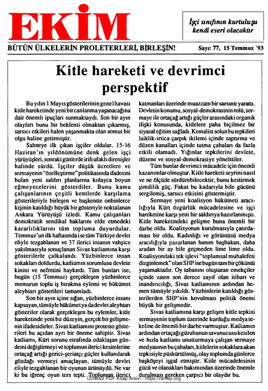 Ekim Sayı 077 - 15 Temmuz 1993 kapak görseli