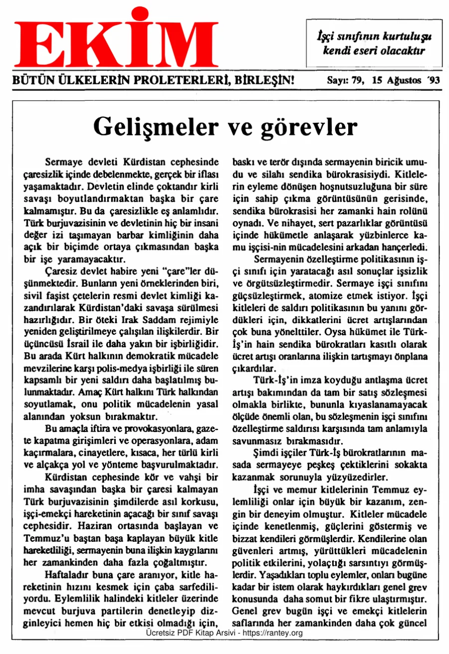 Ekim Sayı 079 - 15 Ağustos 1993 kapak görseli