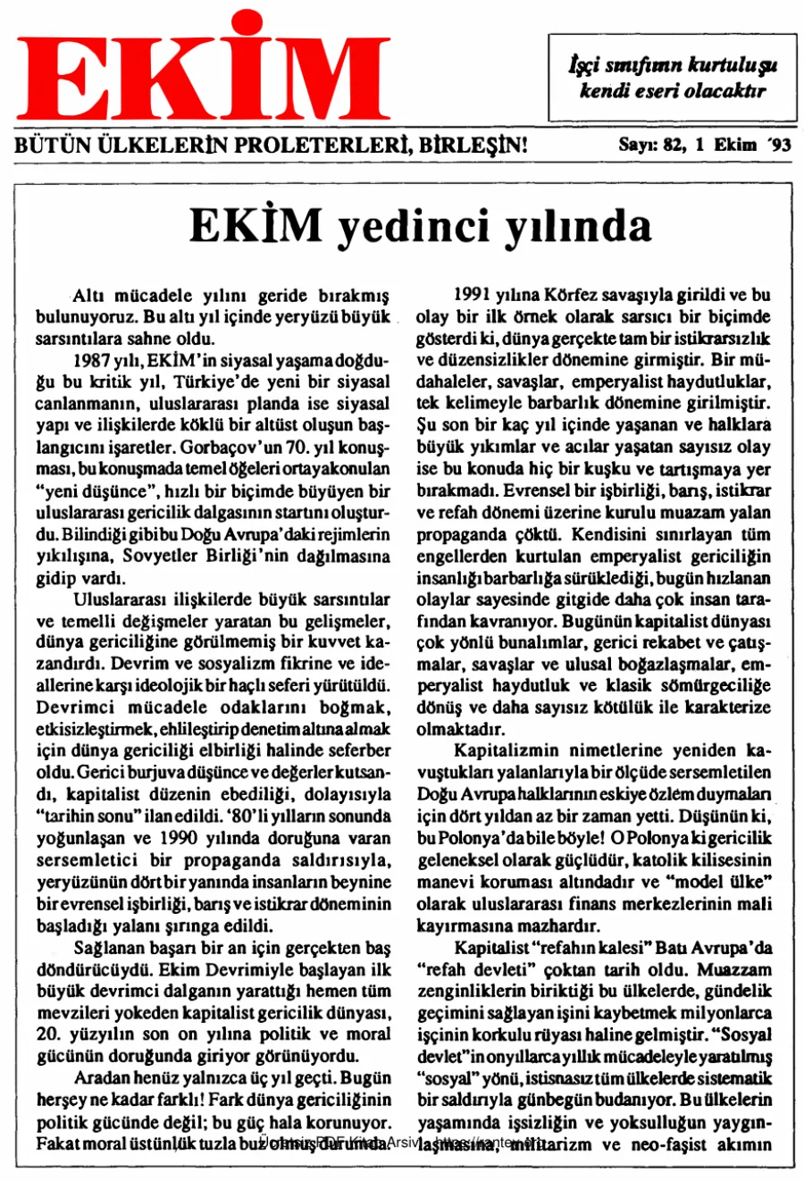 Ekim Sayı 082 - 01 Ekim 1993 kapak görseli