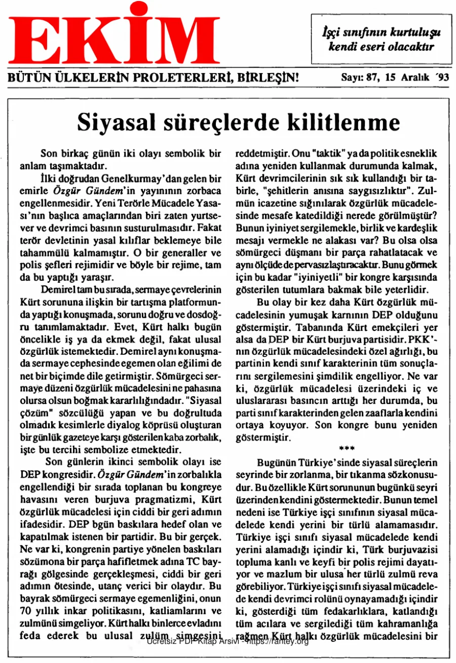 Ekim Sayı 087 - 15 Aralık 1993 kapak görseli