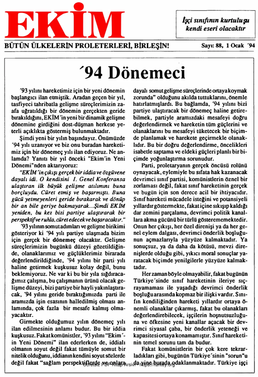 Ekim Sayı 088 - 01 Ocak 1994 kapak görseli