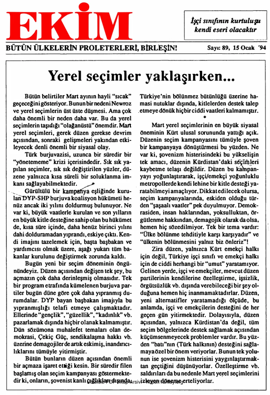 Ekim Sayı 089 - 15 Ocak 1994 kapak görseli