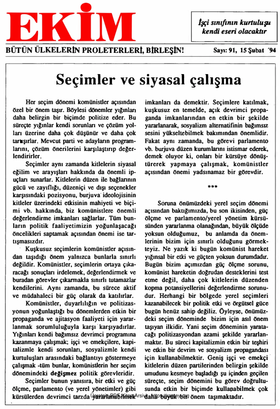 Ekim Sayı 091 - 15 Şubat 1994 kapak görseli