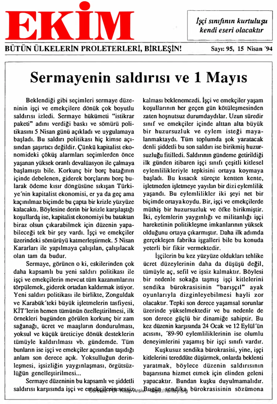 Ekim Sayı 095 - 15 Nisan 1994 kapak görseli