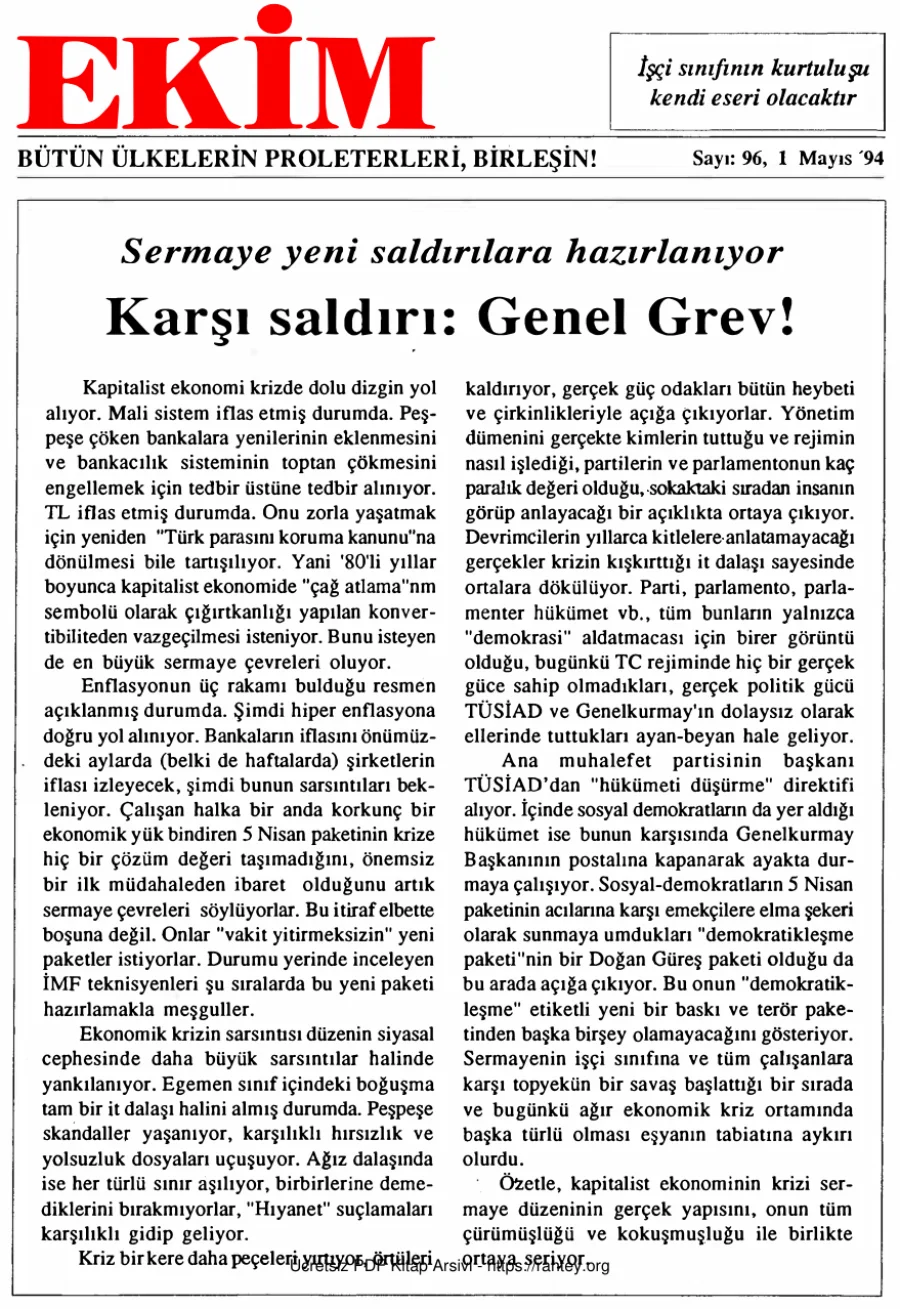 Ekim Sayı 096 - 01 Mayıs 1994 kapak görseli
