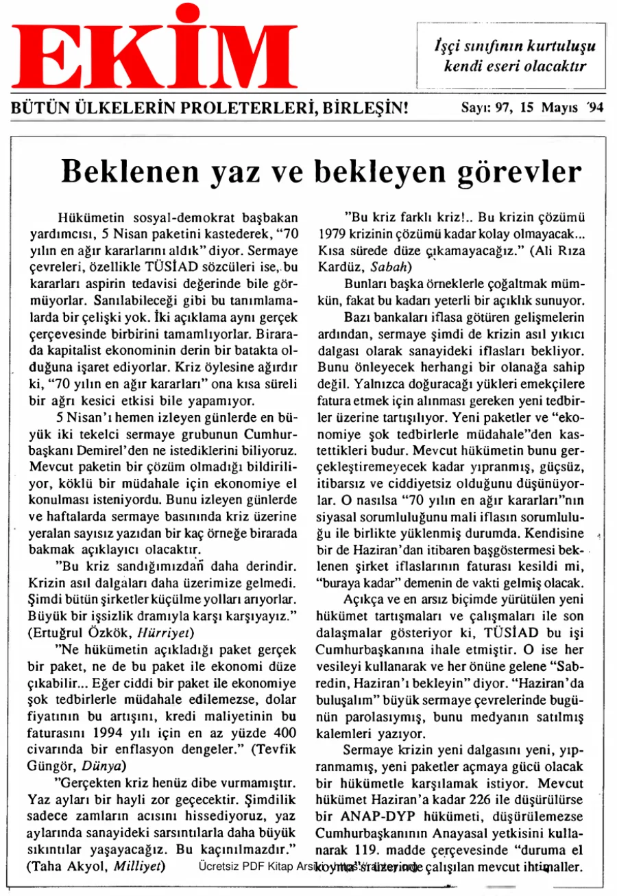 Ekim Sayı 097 - 15 Mayıs 1994 kapak görseli