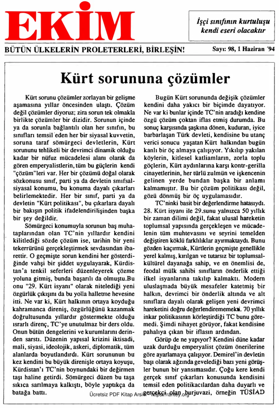 Ekim Sayı 098 - 01 Haziran 1994 kapak görseli