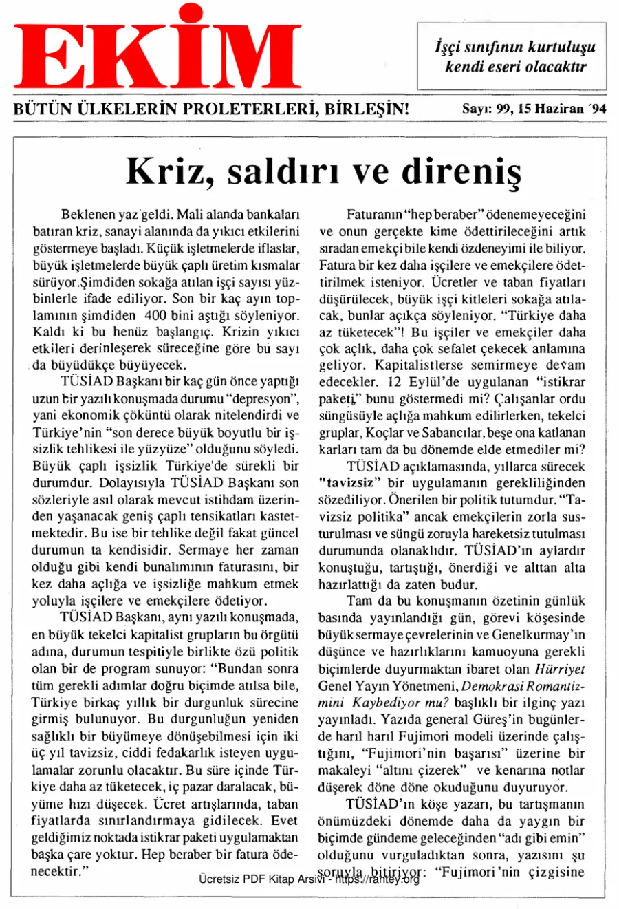 Ekim Sayı 099 - 15 Haziran 1994 kapak görseli