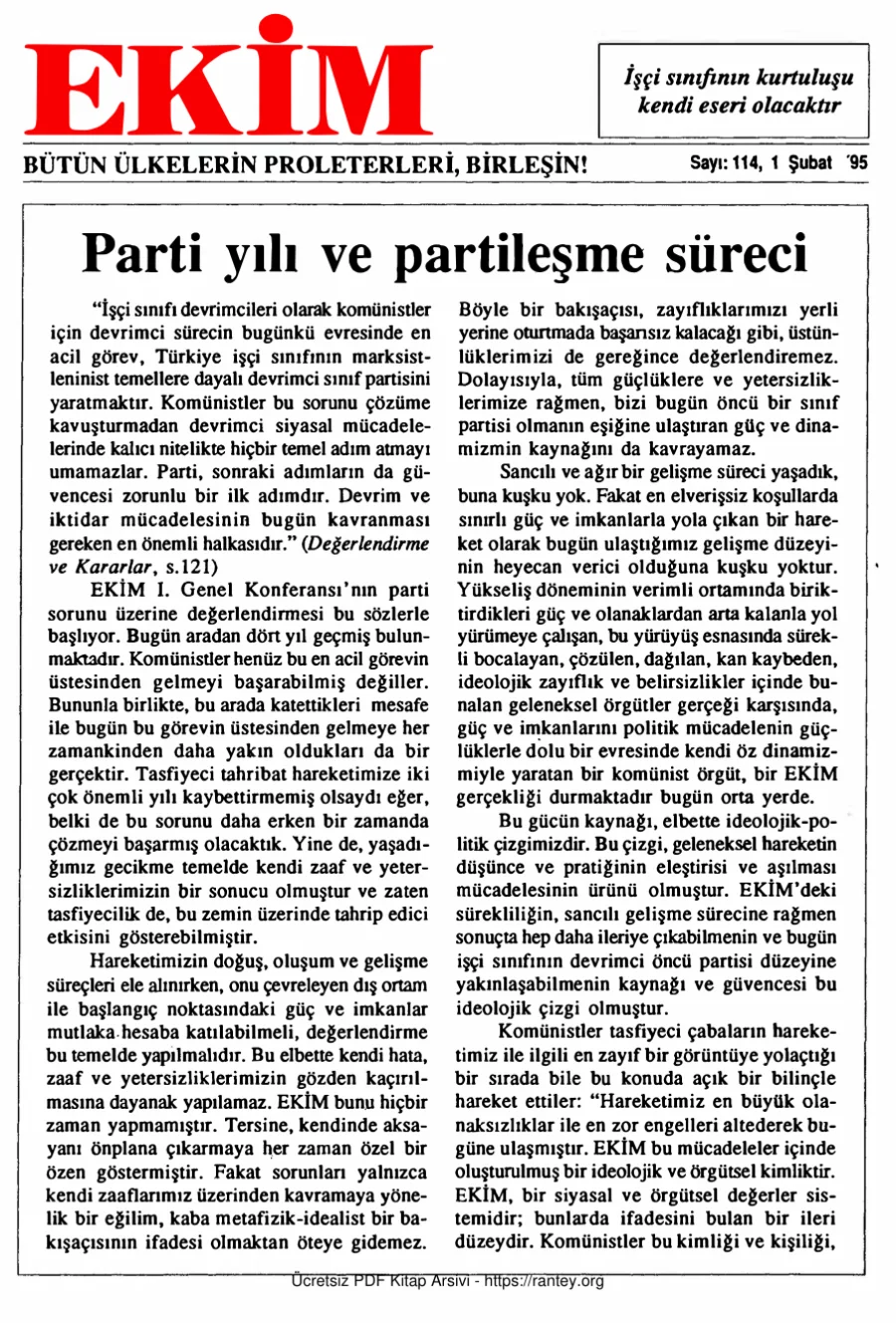 Ekim Sayı 114 - 01 Şubat 1995 kapak görseli