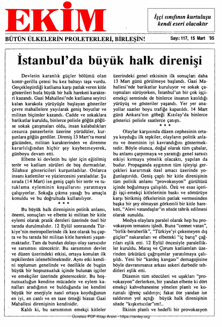 Ekim Sayı 117 - 15 Mart 1995 kapak görseli
