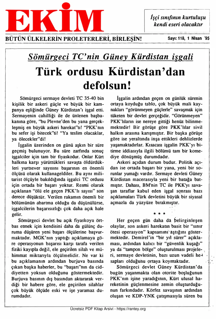 Ekim Sayı 118 - 01 Nisan 1995 kapak görseli