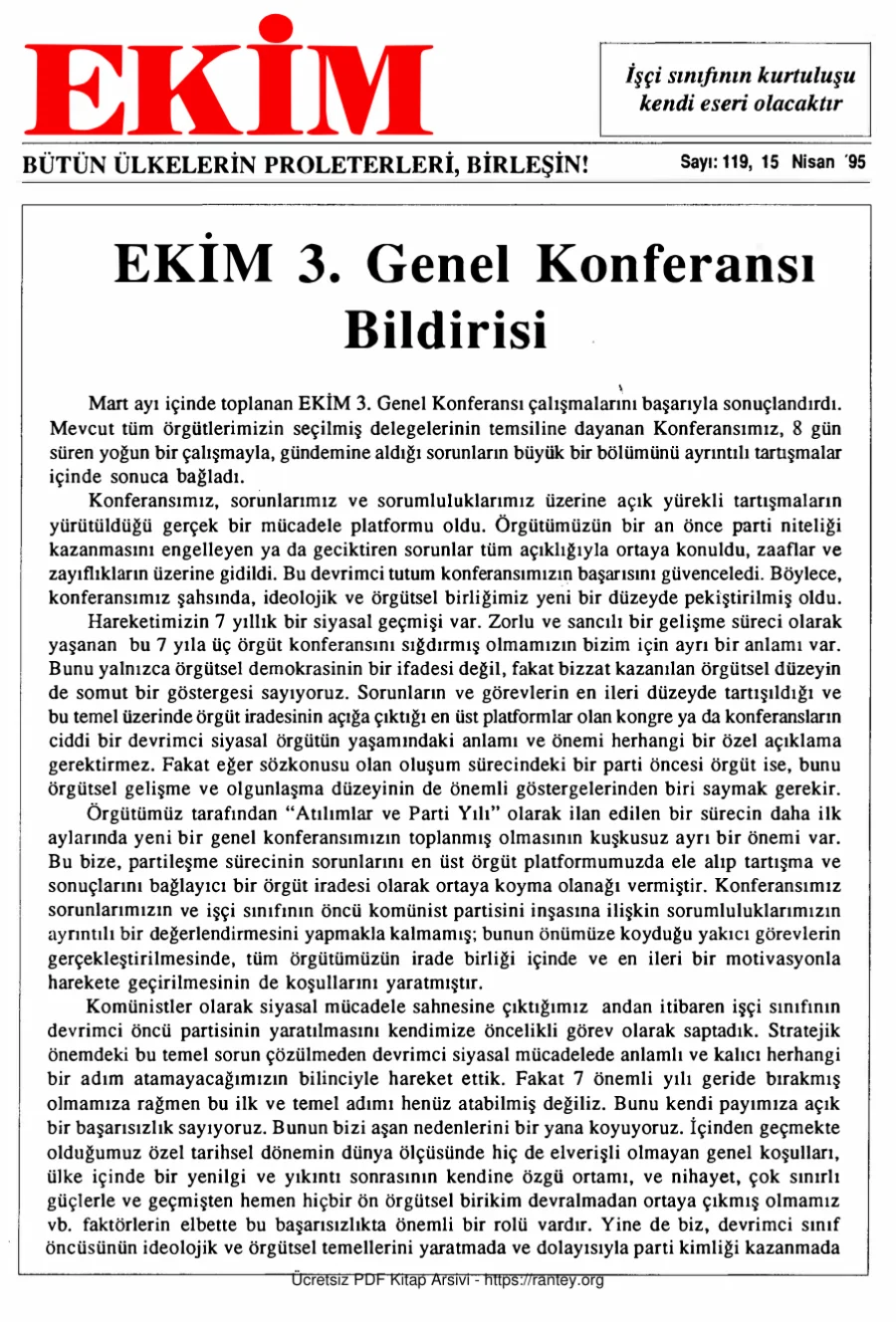 Ekim Sayı 119 - 15 Nisan 1995 kapak görseli