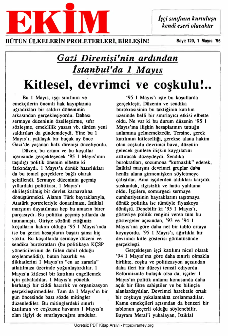 Ekim Sayı 120 - 01 Mayıs 1995 kapak görseli