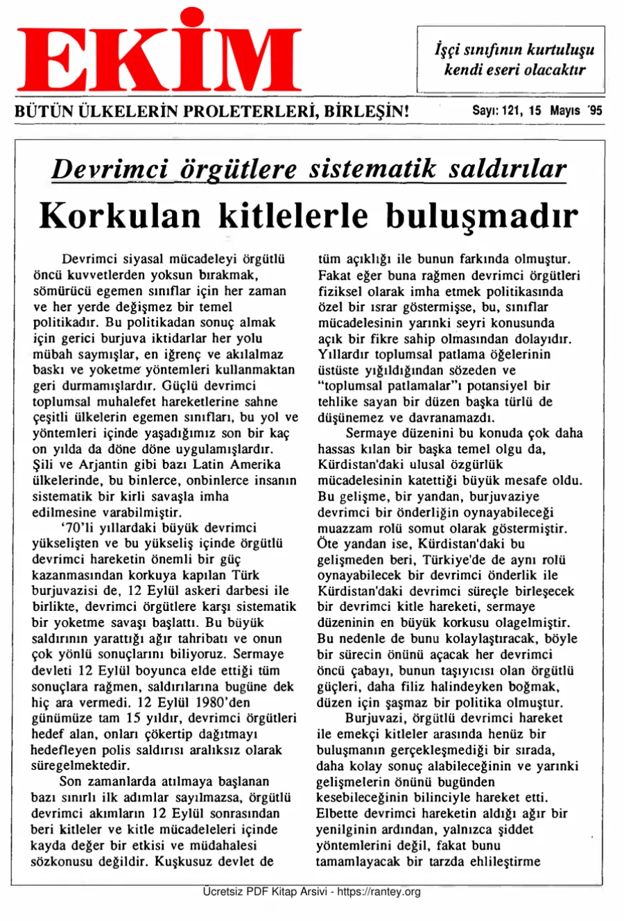 Ekim Sayı 121 - 15 Mayıs 1995 kapak görseli