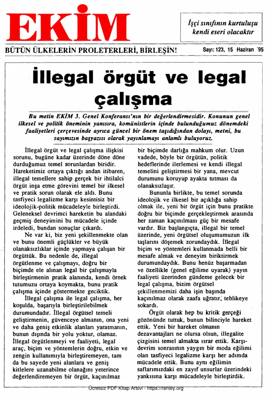 Ekim Sayı 123 - 15 Haziran 1995 kapak görseli