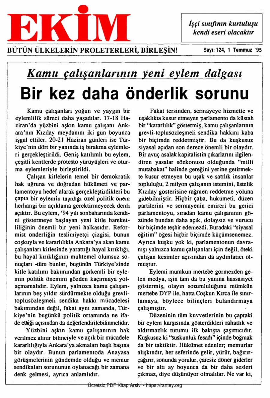 Ekim Sayı 124 - 01 Temmuz 1995 kapak görseli