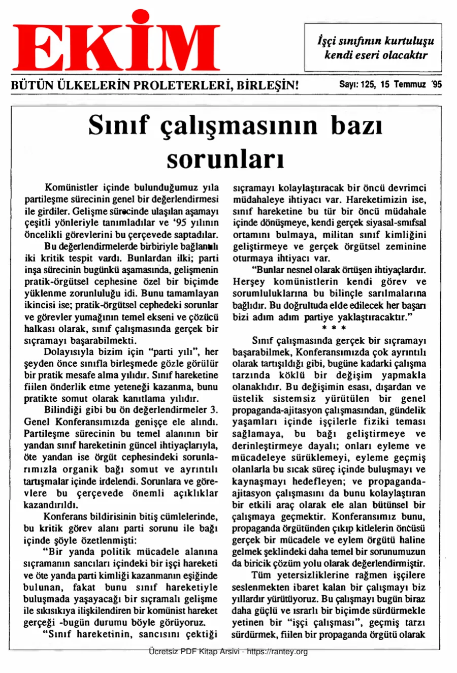 Ekim Sayı 125 - 15 Temmuz 1995 kapak görseli
