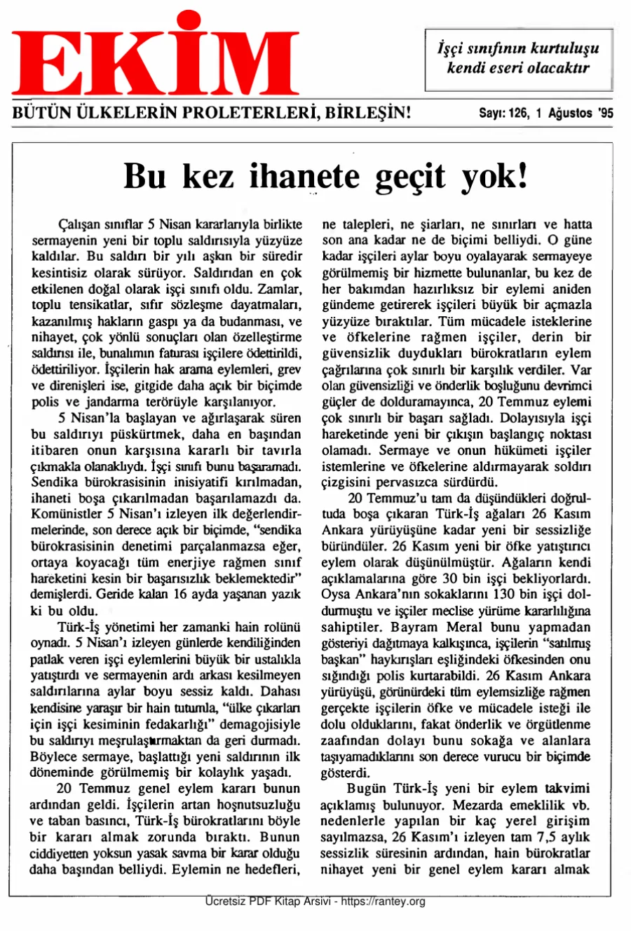 Ekim Sayı 126 - 01 Ağustos 1995 kapak görseli