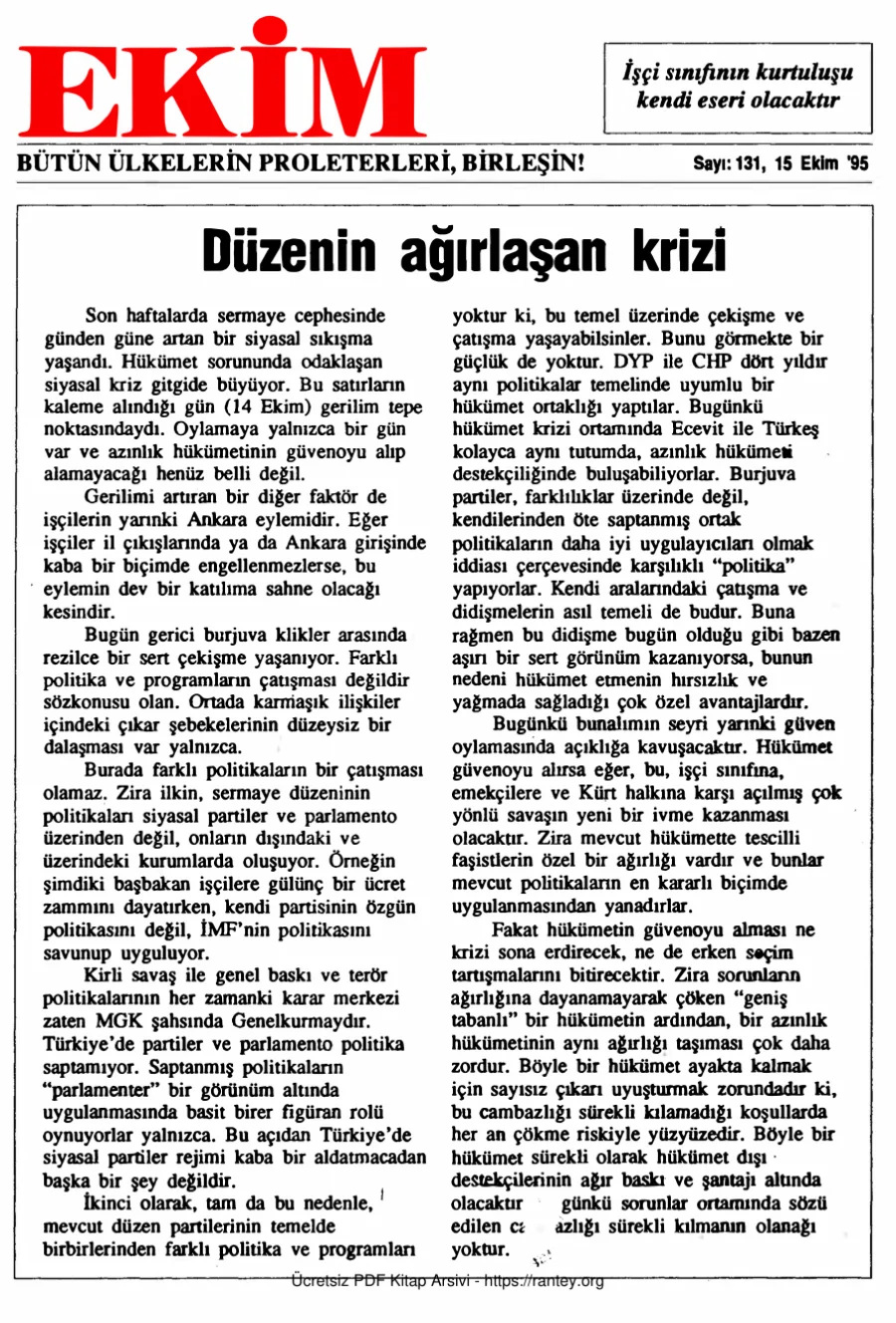 Ekim Sayı 131 - 15 Ekim 1995 kapak görseli
