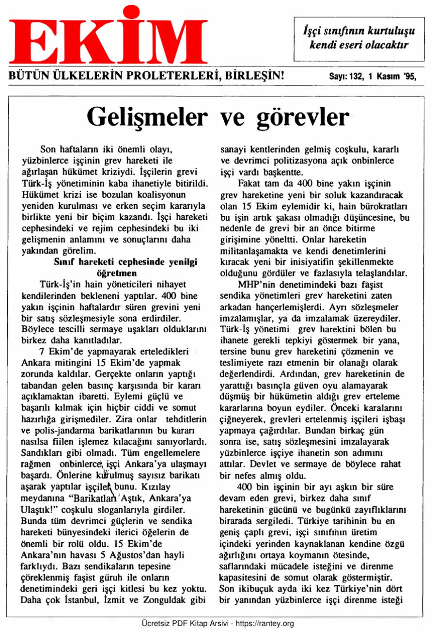 Ekim Sayı 132 - 01 Kasım 1995 kapak görseli