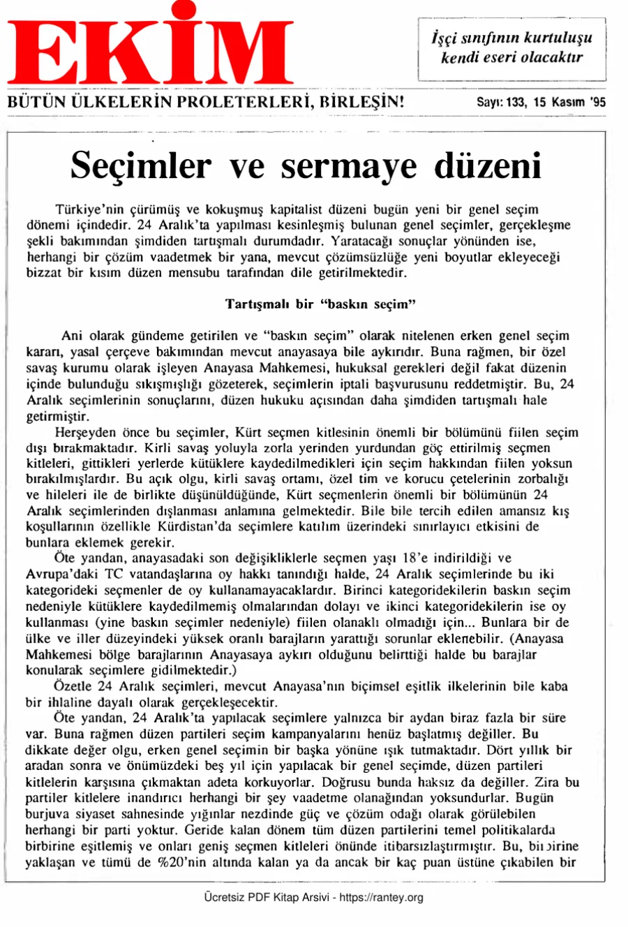 Ekim Sayı 133 - 15 Kasım 1995 kapak görseli