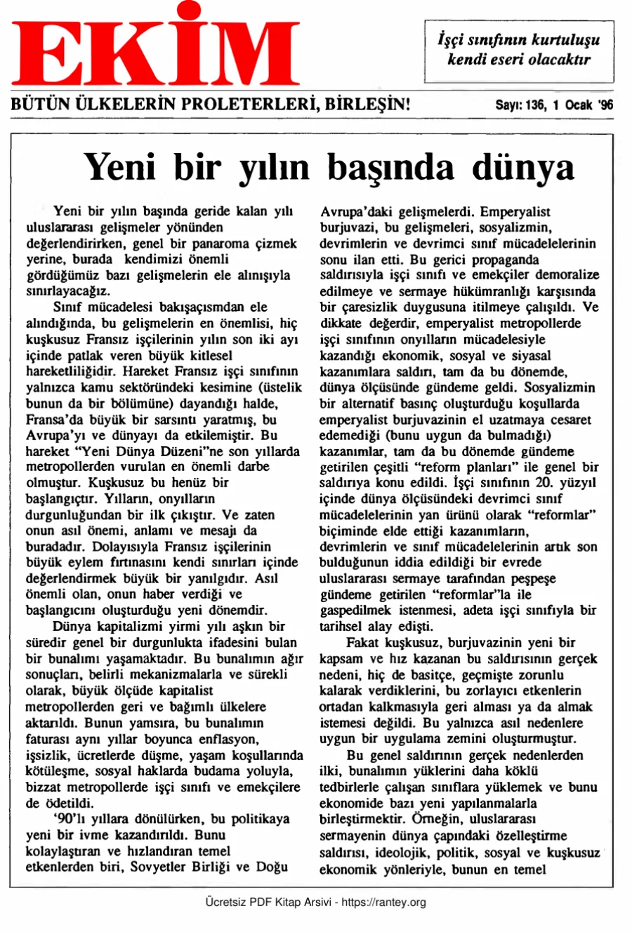 Ekim Sayı 136 - 01 Ocak 1996 kapak görseli