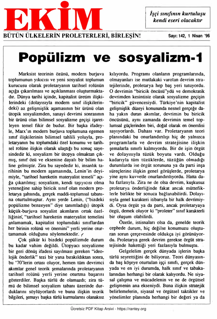 Ekim Sayı 142 - 01 Nisan 1996 kapak görseli