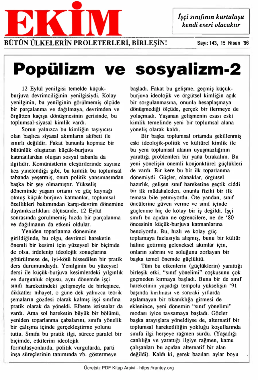 Ekim Sayı 143 - 15 Nisan 1996 kapak görseli