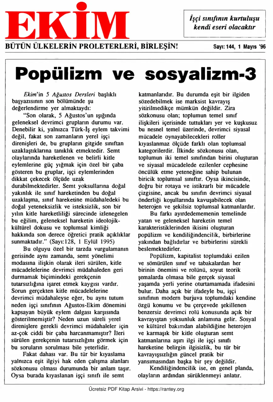 Ekim Sayı 144 - 01 Mayıs 1996 kapak görseli
