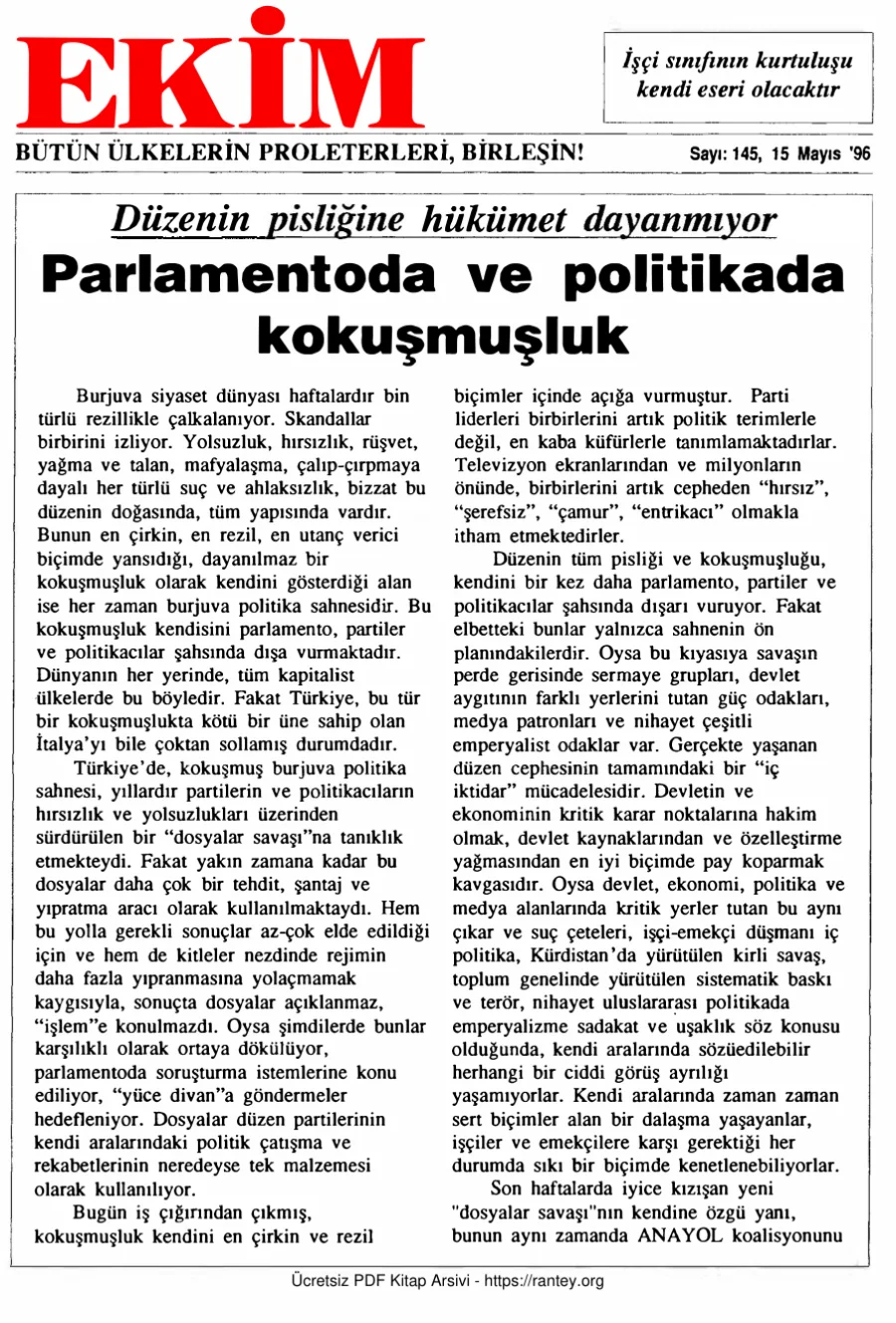 Ekim Sayı 145 - 15 Mayıs 1996 kapak görseli