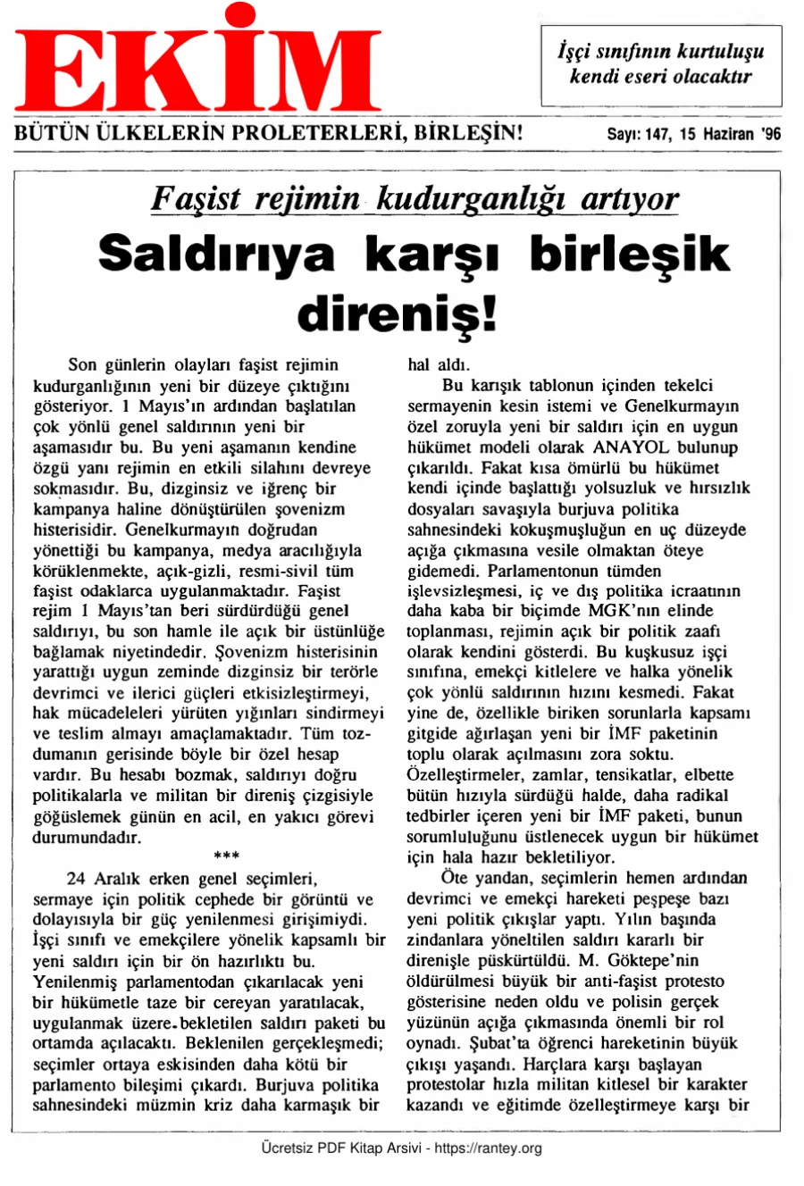 Ekim Sayı 147 - 15 Haziran 1996 kapak görseli