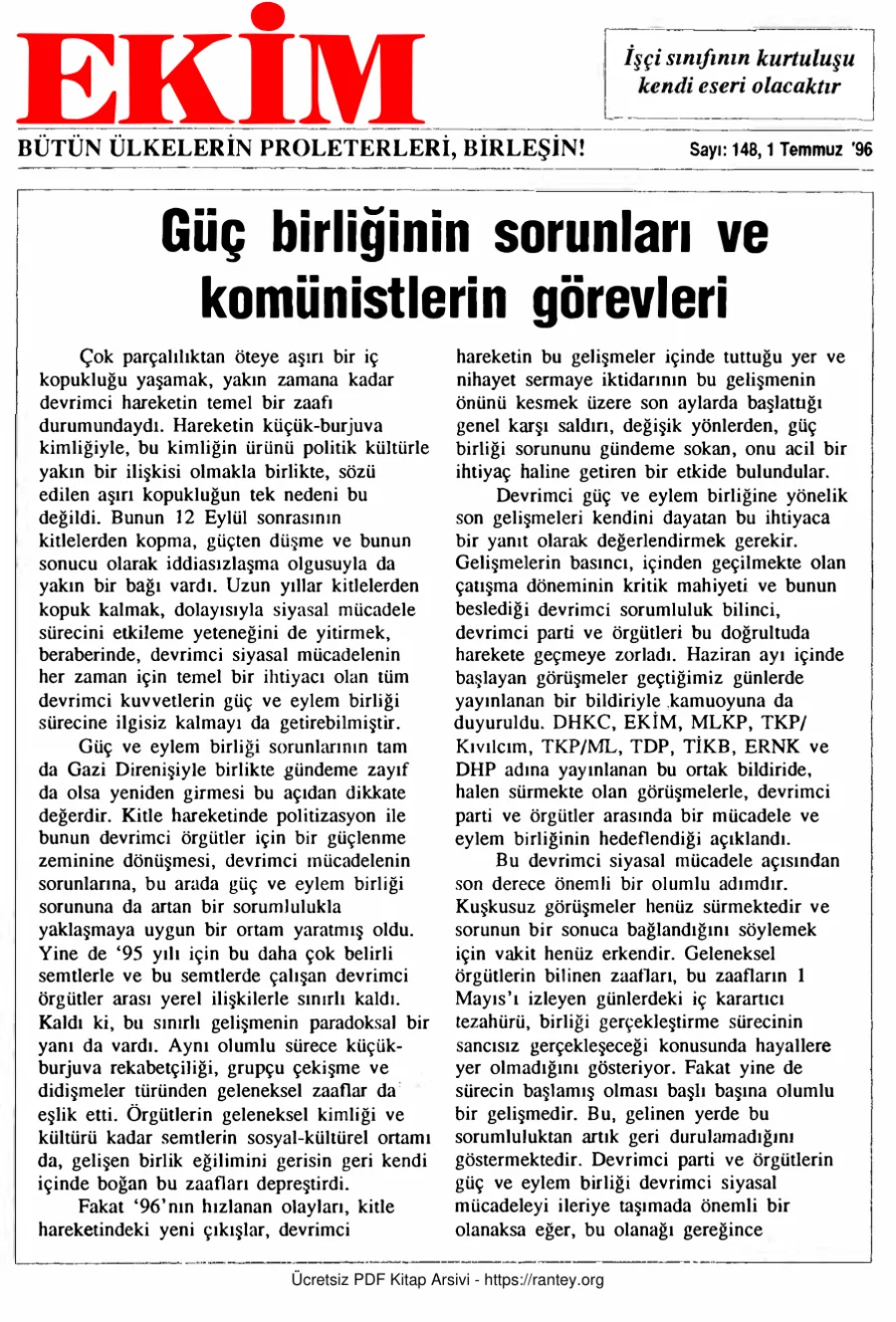 Ekim Sayı 148 - 01 Temmuz 1996 kapak görseli