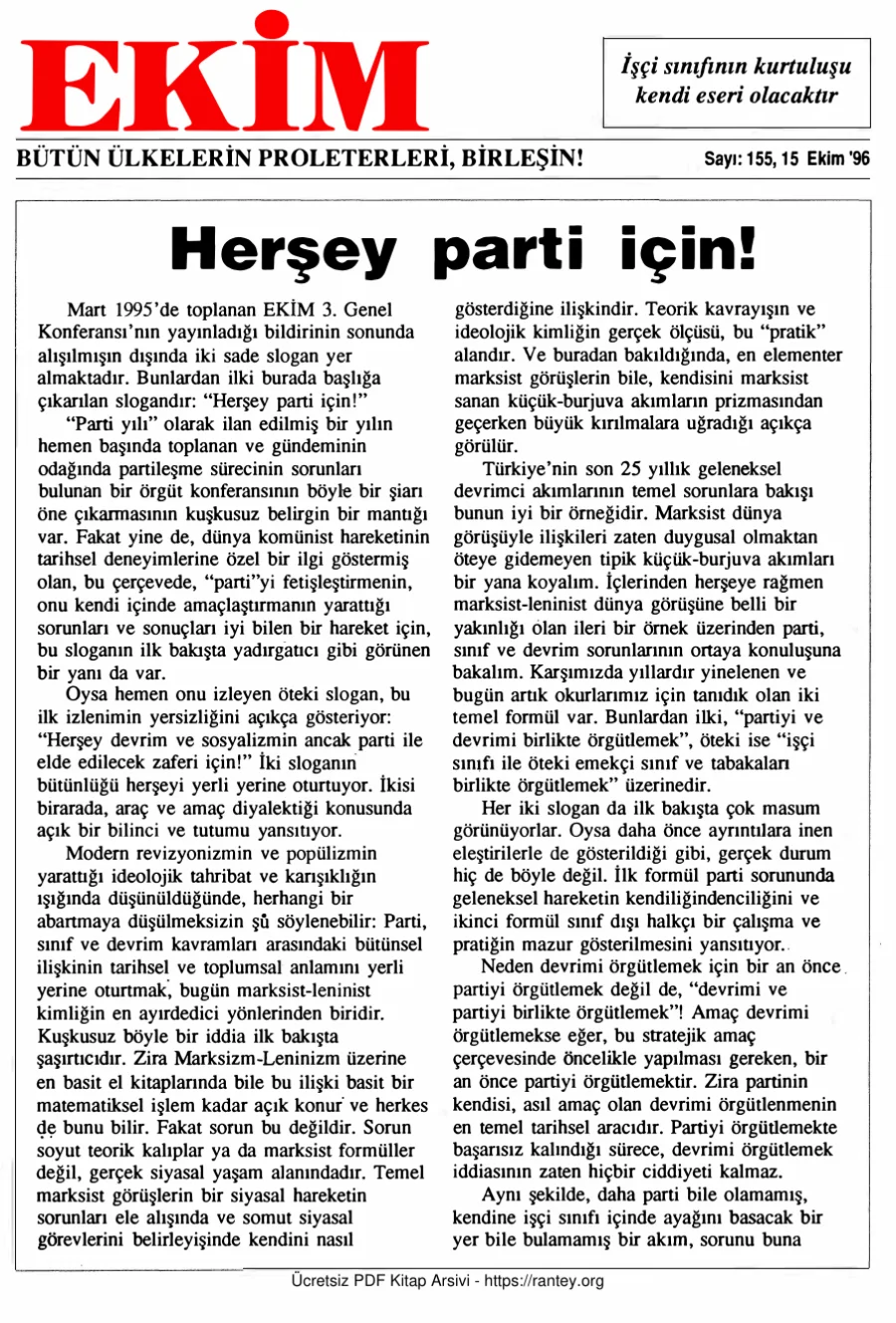 Ekim Sayı 155 - 15 Ekim 1996 kapak görseli
