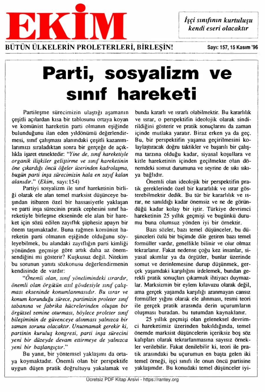 Ekim Sayı 157 - 15 Kasım 1996 kapak görseli
