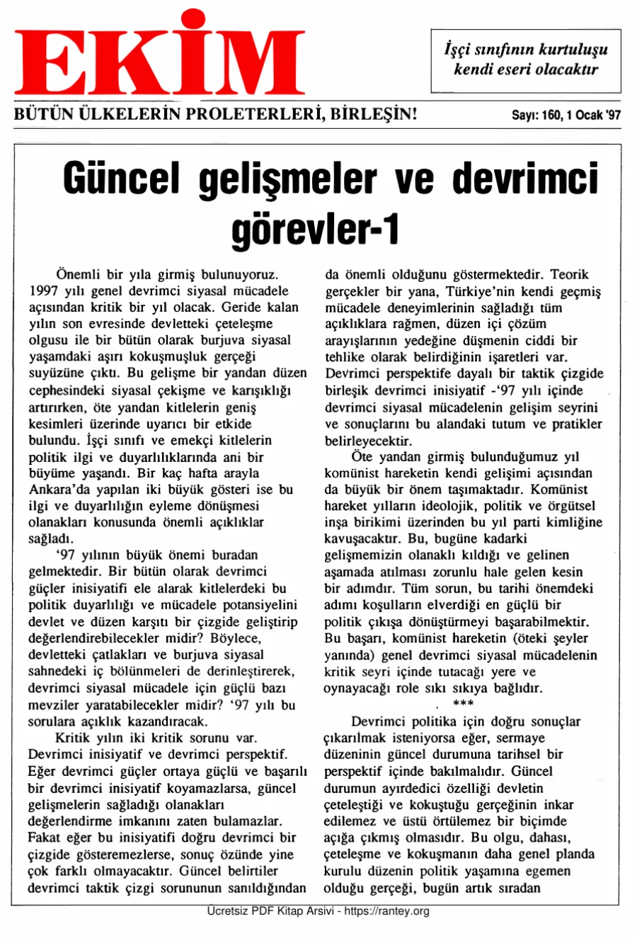 Ekim Sayı 160 - 01 Ocak 1997 kapak görseli