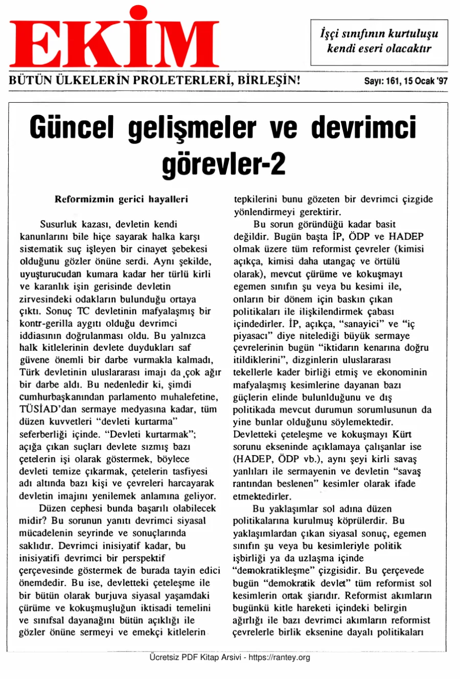 Ekim Sayı 161 - 15 Ocak 1997 kapak görseli